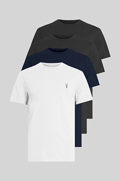 Kozik Tricou de bază pentru bărbați, pachet de 4, 100% bumbac, cu gât rotund,...