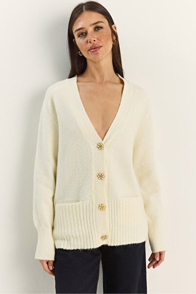 Hiccup LUCCI Button Detailed V-Neck Cardigan