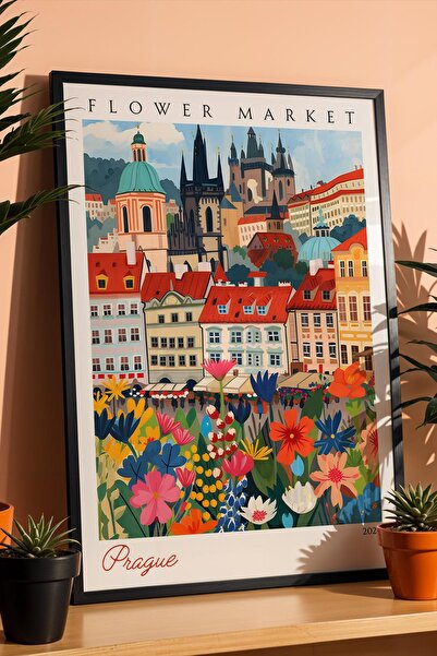 Saturn Prague Czech Republic Framed Painting Aesthetic Wall Decor for Travel ...