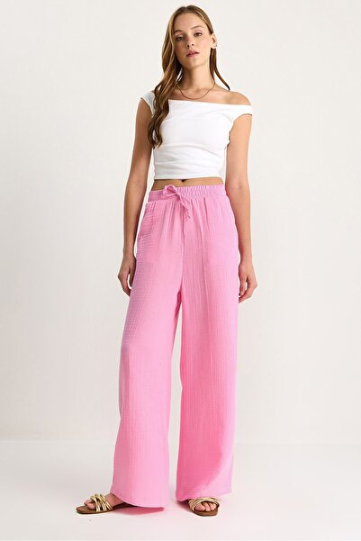 Hiccup High-waisted, straight-cut trousers with drawstring at the waist