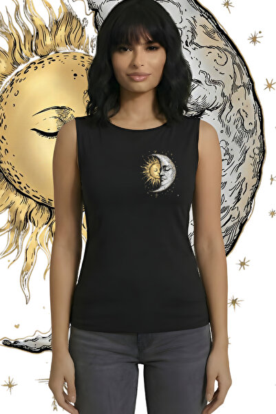 Kurun's Collection Moon And Sun με τύπωμα Αμάνικη μπλούζα από μαλακό ύφασμα μ...