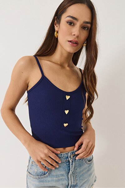 Hiccup LUCCI short tank top with buttons and cut