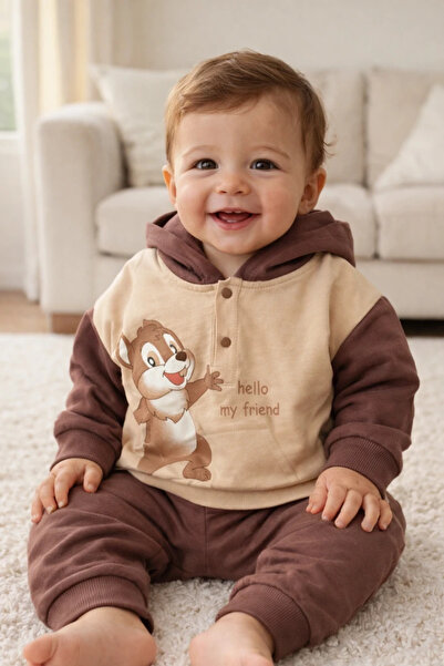 hümabebe طقم أطفال موسمي للجنسين بطبعة سنجاب وقلنسوة