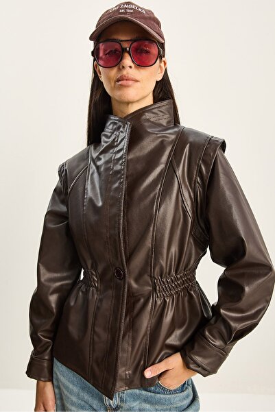 Hiccup LUCCI oversized faux Leather jacket with zipper