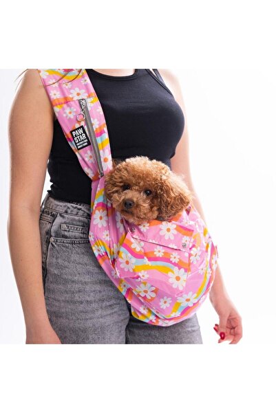 Pawstar Florence Daisy Pembe Papatya Desenli Crossbody Çanta Çapraz Kedi Köpe...