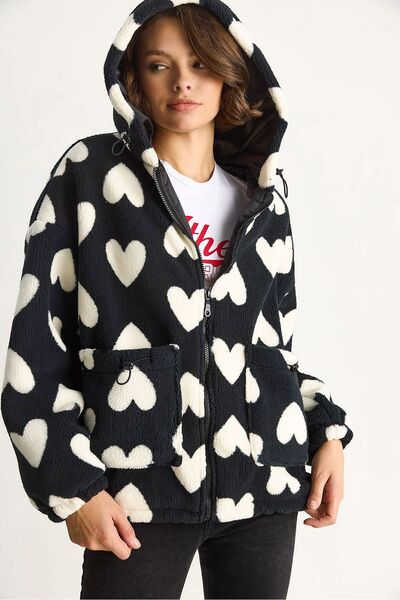 Hiccup LUCCI Textured down coat with Faux Fur collar