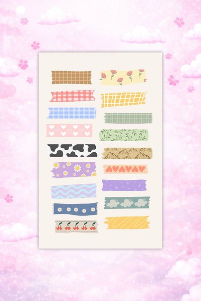 LABELOVE 54 Adet Washi Tape Sticker Seti – Renkli Desenli Bant Etiket Koleksiyonu – Planner, Ajanda & Defter