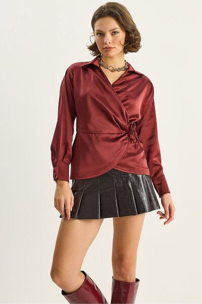 Hiccup LUCCI Satin V-Neck kamiza e kravatasa phandli