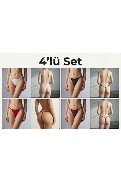 calma TÜL TANGA 4 LÜ (BORDO-SİYAH-KIRMIZI-BEYAZ)