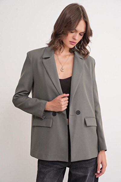 Hiccup Mixray Long Sleeve Button Blazer