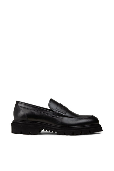 Deery Men's Genuine Leather Black Loafer