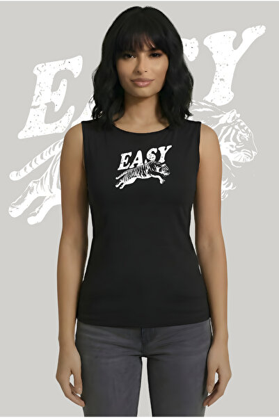 Kurun's Collection Bluză fără mâneci Easy Tiger cu imprimeu din țesătură moal...