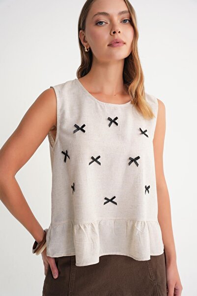 Hiccup Mixray blouse with round collar and bow