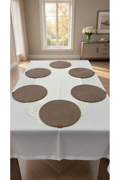 Mulberry 6 Χειροποίητα Σουπλά |   Ανθεκτικό στους λεκέδες στρογγυλό σερβίτσιο...