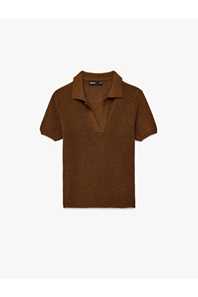 Koton Short Sleeve Polo Neck Knitwear Sweater