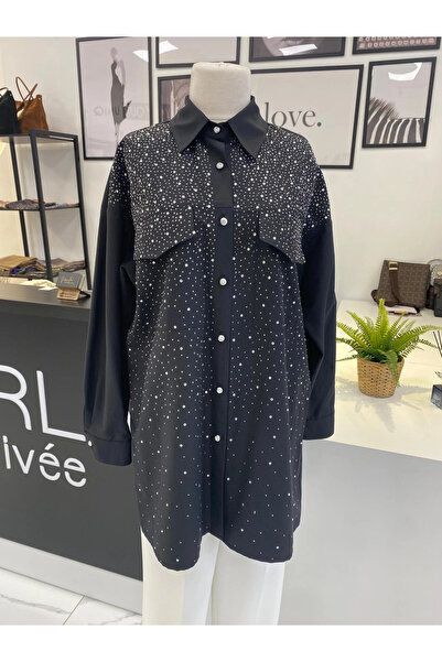 Parla Prive 2K SİYAH TAŞLI GÖMLEK