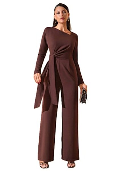 StreetWear Outlet Elegant Women's Jumpsuit with Bow, Long Sleeves and Zipper,...