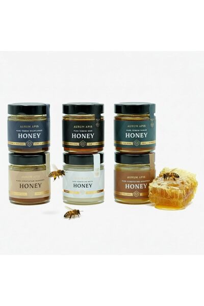 Aurum Apis Raw Yemeni & Kyrgyzstani Honey Box of Six, 100% Raw Unfiltered Pur...