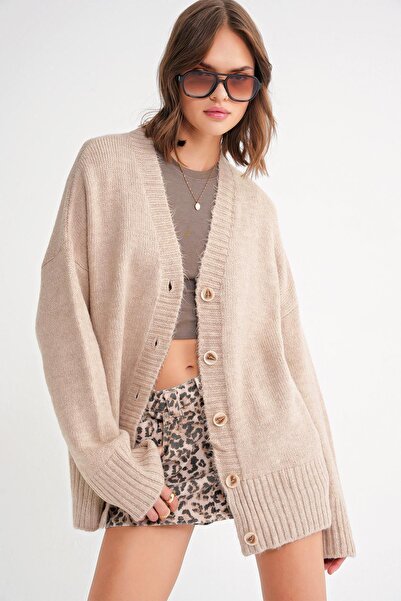 Hiccup Mixray ribbed knit cardigan with V-neck