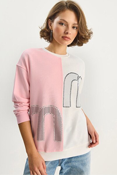 Hiccup Hanorac cu guler rotund și imprimeu logo supradimensionat LUCCI