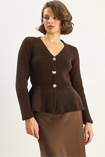Hiccup LUCCI ribbed long-sleeved V-neck button-down cardigan