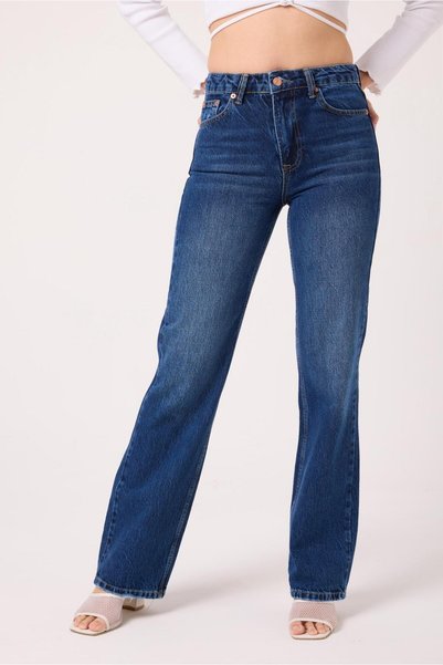 Ucajean Uca Jean Women's High Waist Straight Leg Blue Jean Pants
