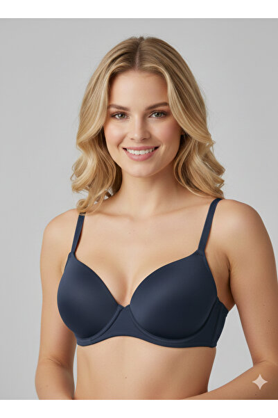 Viuma Women's Navy Blue V620561 Milan Underwire Push up / Padded Removable Strap Micro Basic Bra
