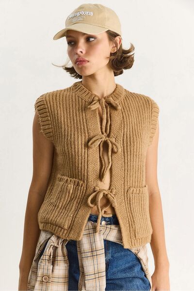 Hiccup LUCCI knitted textured Vest with knot closure