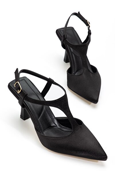 Hayalimdeki Ayakkabı Lorea Kadın Siyah Saten Sivri Burun İnce Topuklu Ayakkabı
