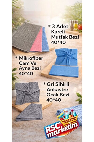 RSC MARKETİM 5`li Mikrofiber Temizlik Bezi Seti / Mutfak , Cam , Ankastre , Y...