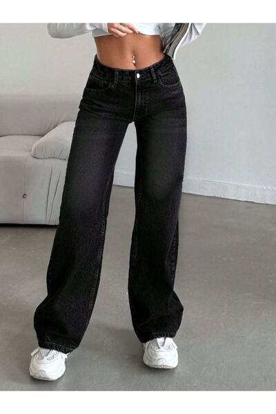 Noxter Women's Low Waist Wide Leg Jean Trousers