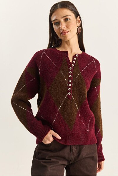 Hiccup LUCCI Knitted sweater with round collar and button closure