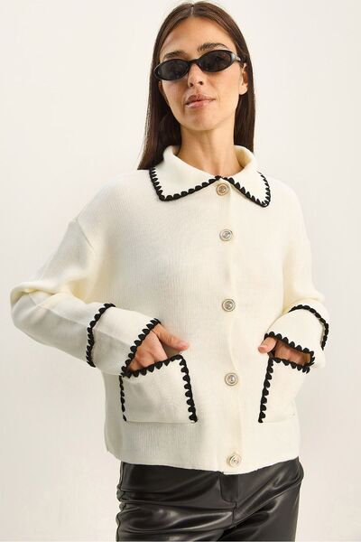Hiccup LUCCI long-sleeved button-down cardigan with ribbed collar