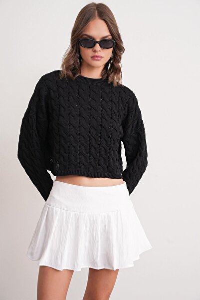 Hiccup Mixray cable knit sweater with crew neck