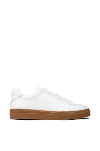 Deery Men's White Genuine Leather Sneakers