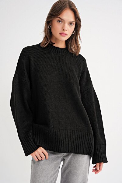 Hiccup Mixray oversized rib knit sweater with round neck