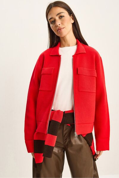 Hiccup LUCCI ribbed knitted cardigan with zipper and pockets