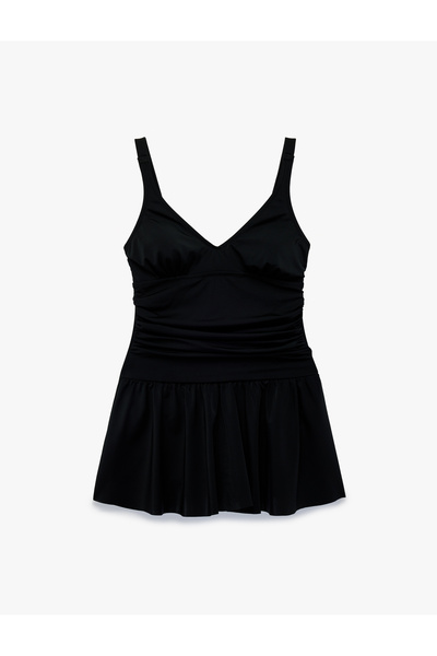 Koton Drapeli V Yaka Askılı Toparlayıcı Etekli Mayo