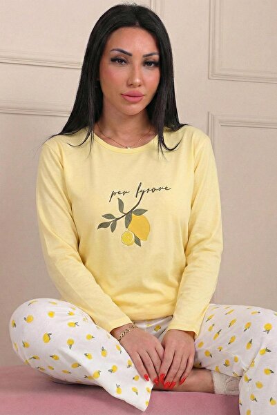 Niket Life Set de pijamale din bumbac pieptănat pentru femei, cu imprimeu cu ...