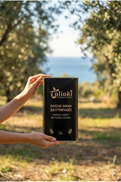 Taliaki Premium Food Soğuk Sıkım Zeytinyağı 5 Litre Teneke Natürel Sızma