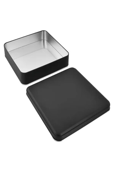 masaş metal 5 Adet Premium Siyah Kare Metal Kutu 215x215x40 mm – Çok Amaçlı K...