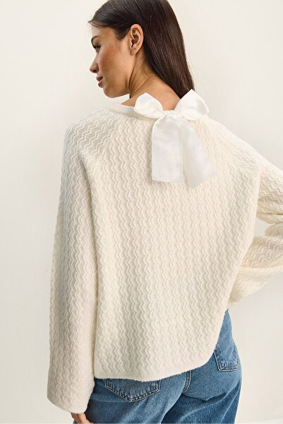 Hiccup Pulover tricotat gros LUCCI oversize cu guler la baza gâtului