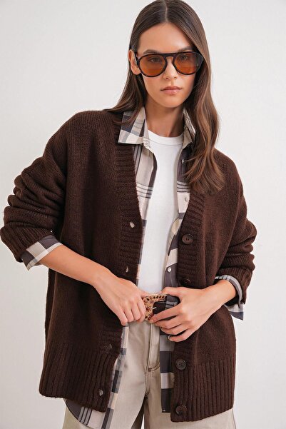 Hiccup Mixray ribbed knit cardigan with V-neck