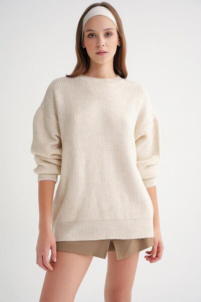 Hiccup Pulover tricotat cu mânecă lungă și nervuri Mixray