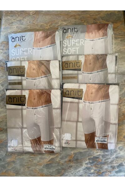 Anıt Long Leg 92% Cotton 8% Lycra Boxer Shorts 6-Piece Set Black-White-Grey C...