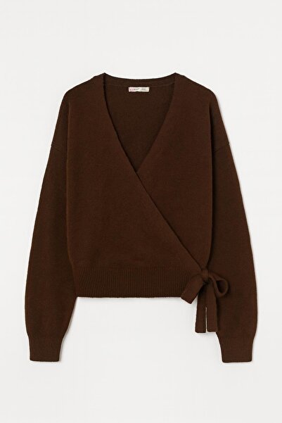 Hiccup Mixray ribbed knit cardigan with V-neck and drawstring at the front