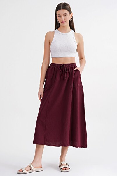 Hiccup Mixray high-waisted poplin skirt with drawstring detail