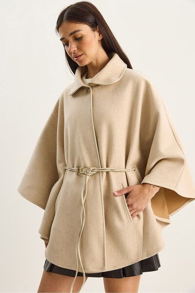 Hiccup LUCCI Oversized Textured Wool Blend Coat with Jacket Collar