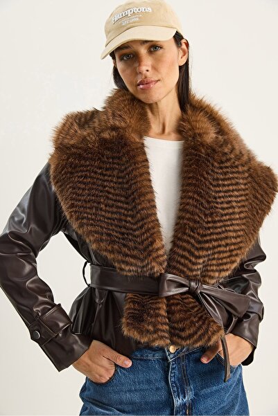 Hiccup LUCCI Faux Kožaki jakna e Faux Fur Kolar