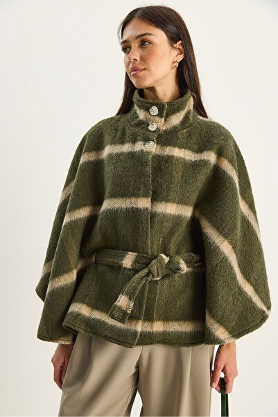 Hiccup LUCCI Textured coat with jacket collar and Belt detail